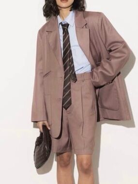 Mauve Oversized Blazer & Tailored Shorts Set
